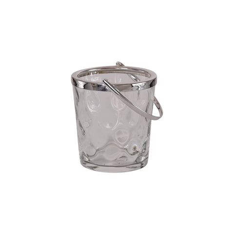 Vintage Glass Ice Bucket with Hinged Handle