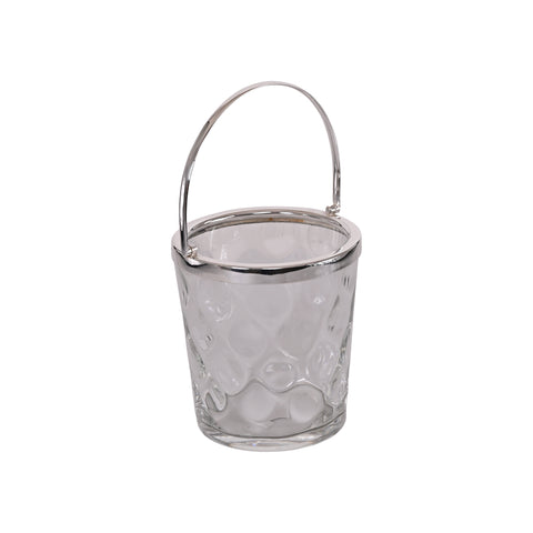 Vintage Glass Ice Bucket with Hinged Handle