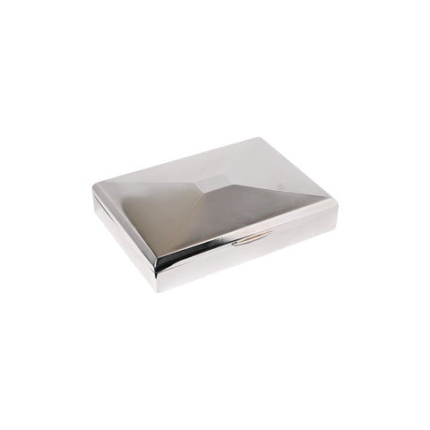 Vintage Angular Box with Engine-Turned Lid and Rectangular Badge