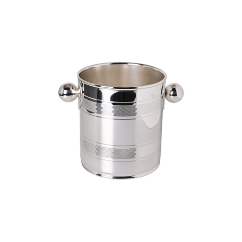 Vintage 4.75" Ice Bucket with Engine-Turned Bands and Ball Handles