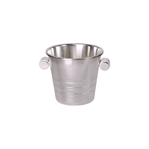 Vintage French Deco Ice Bucket with Ribbed Base and Cylinder Handles
