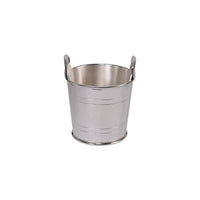 Vintage Ice Bucket with Double Reeded Bands and Tab Handles