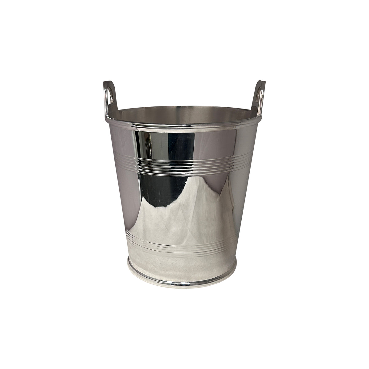 Vintage 7.5" Champagne Bucket with Tab Handles and Ribbed Bands