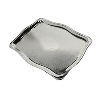 Vintage 18" Wavy Rimmed Engine-Turned Tray with Oval Badge