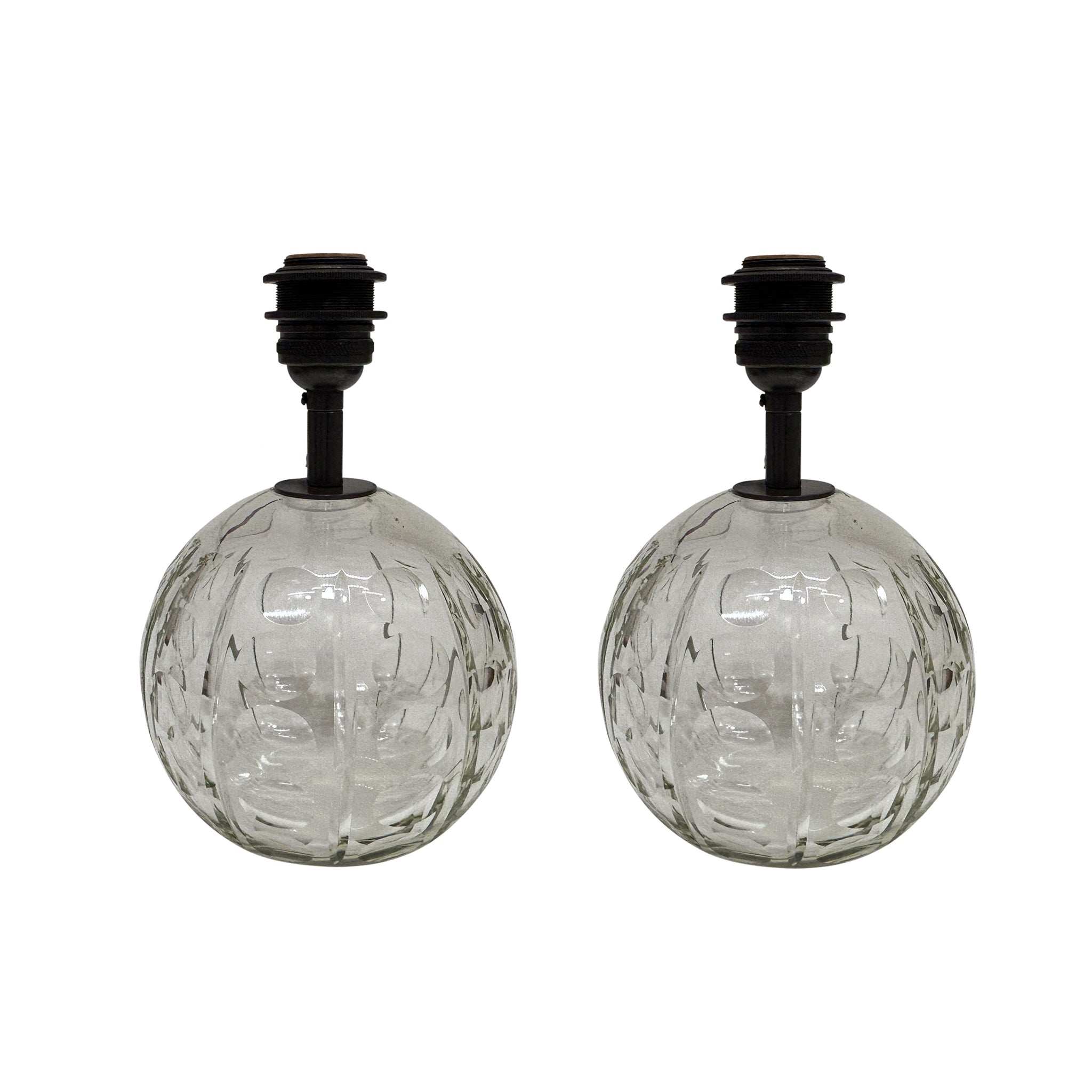 Hand-Blown Crystal Ball Lamp in Oil with Splits and Olives