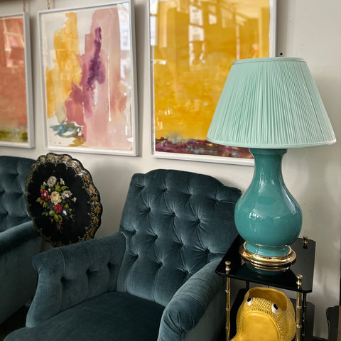 Pair of Large Hann Lamps in Aqua