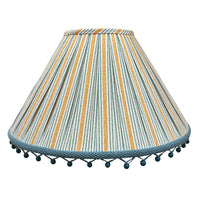 17'' Hand-Shirred Wide Pleat Lampshade in Hellenic Linen in Breeze