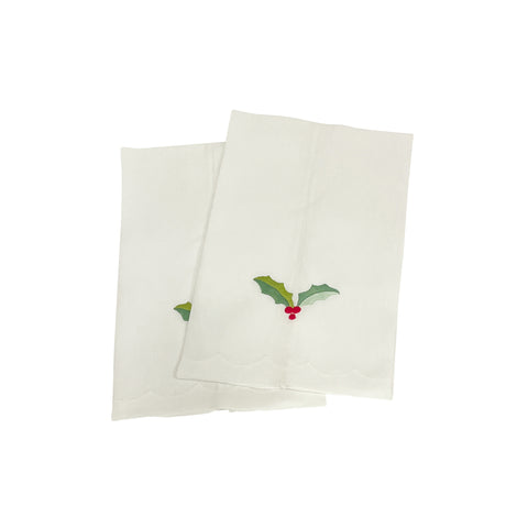 Pair of Guest Towels with Holly Motif