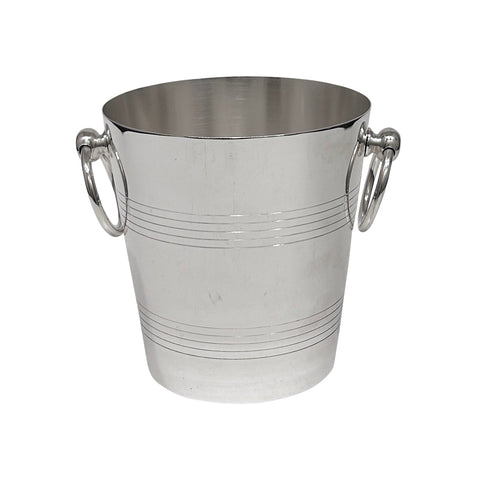 Vintage Ice Bucket with Reeded Banding and Ring Handles