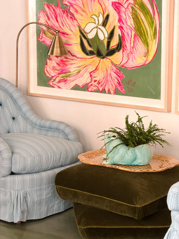 Christian Brechneff, Tulip Pastel on Forest Green
