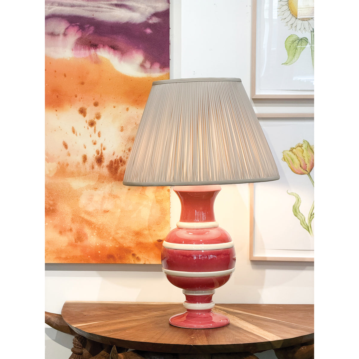 Jean Roger Renaissance Lamp in Pink with Ivory Bands
