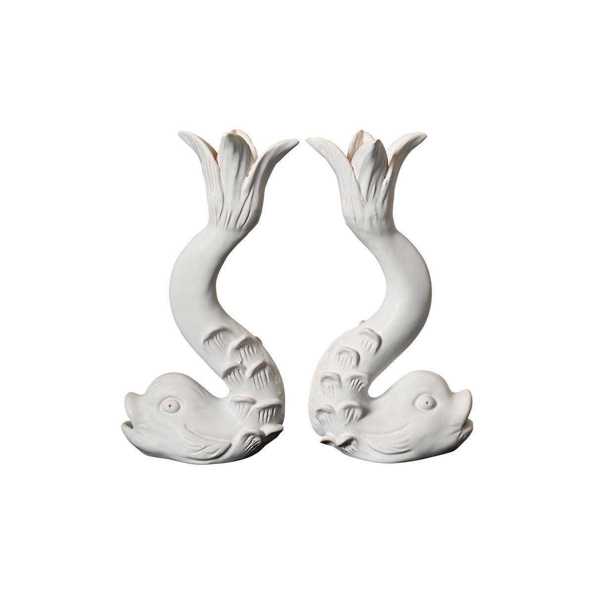 Jean Roger Dolphin Candlestick in Matte White