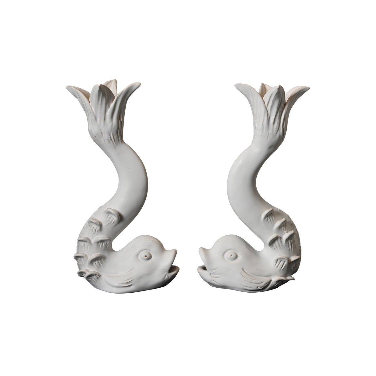 Jean Roger Dolphin Candlestick in Matte White