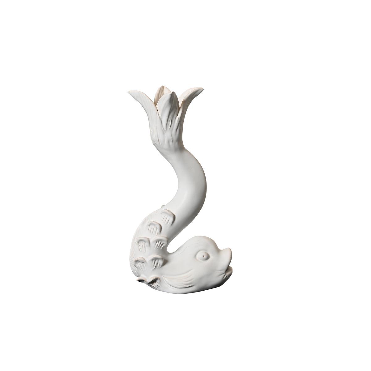 Jean Roger Dolphin Candlestick in Matte White