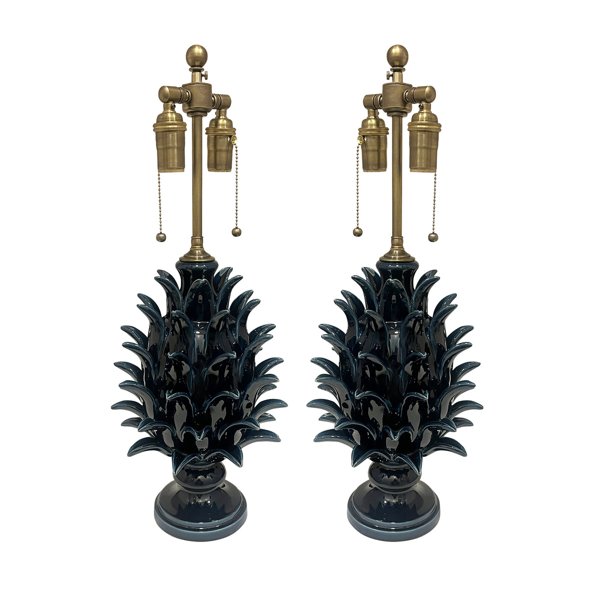 Jean Roger Medium Flame Finial Lamp in Navy