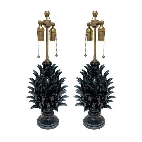 Jean Roger Medium Flame Finial Lamp in Navy