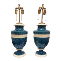 Jean Roger Large Mazarin Lamp in Nereids Glaze with Ivory Bands