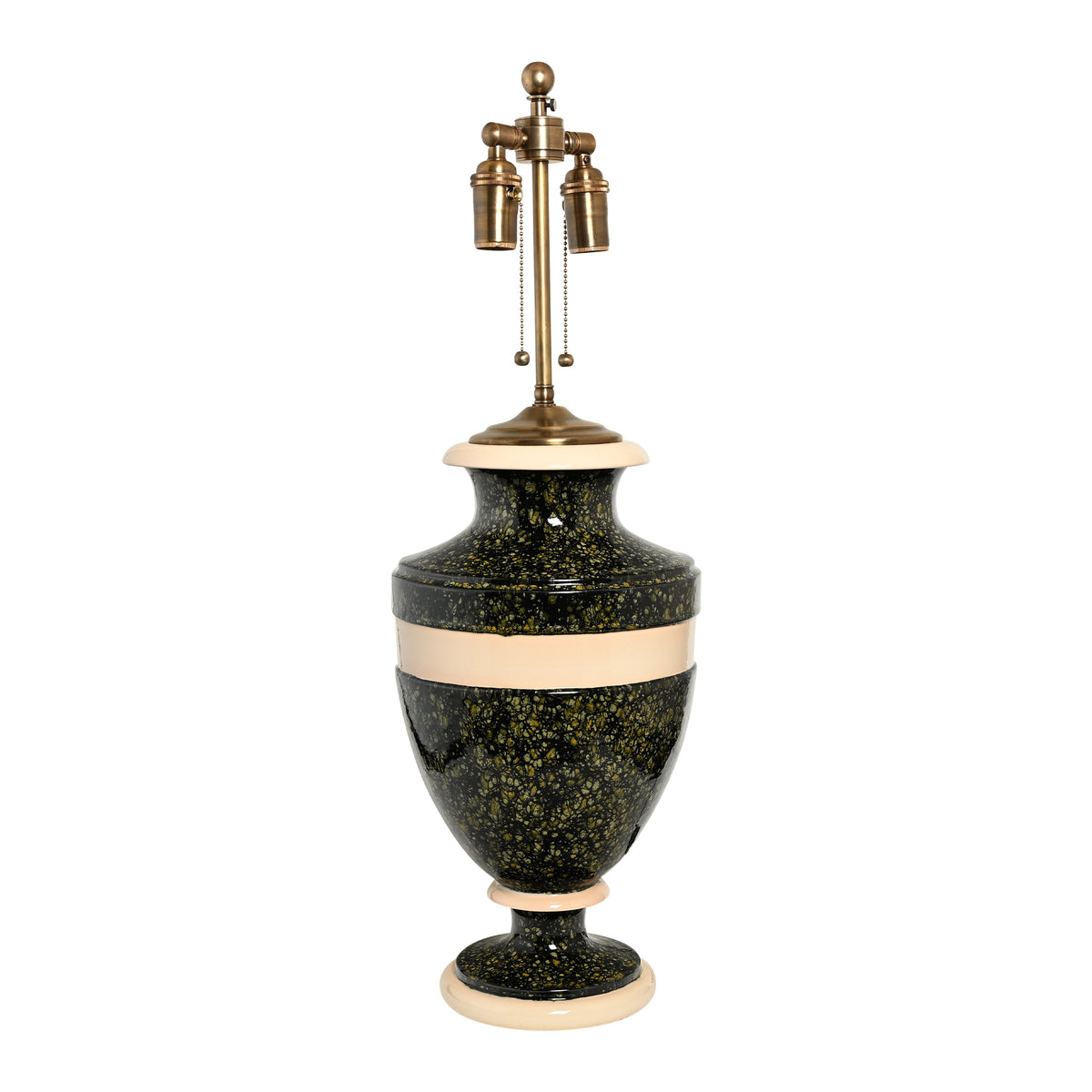 Jean Roger Large Mazarin Lamp in Salamander Glaze with Ivory Bands
