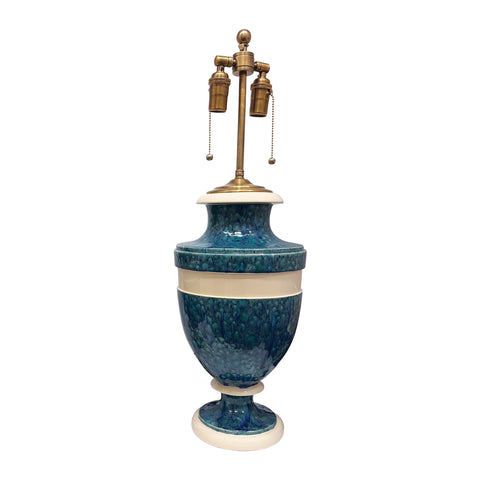 Jean Roger Large Mazarin Lamp in Nereids Glaze with Ivory Bands