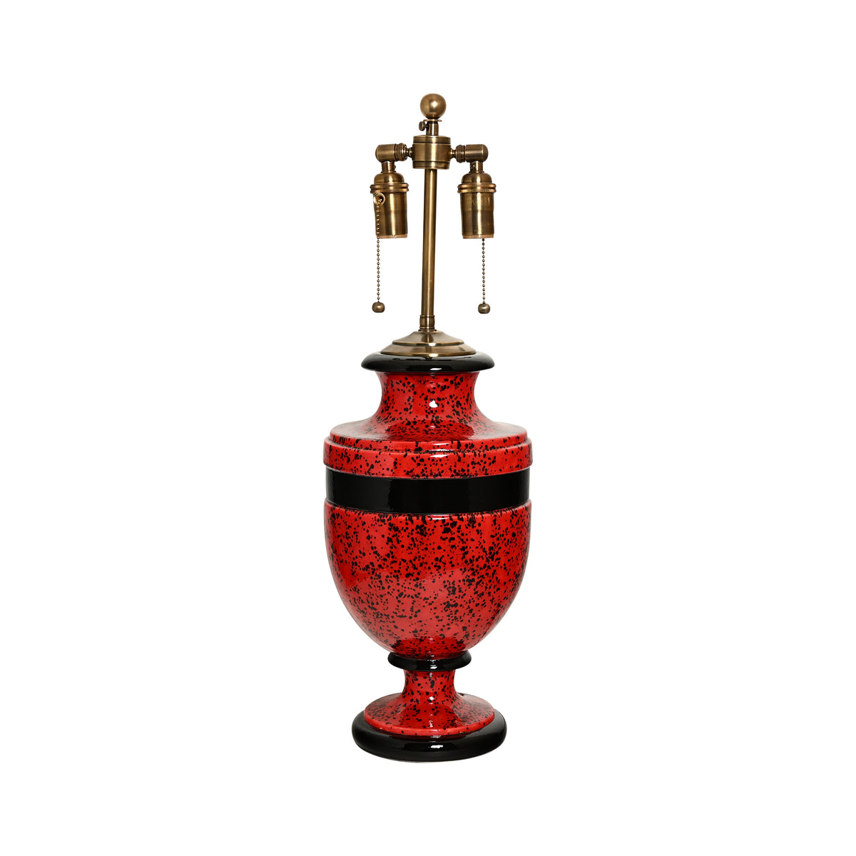 Jean Roger Medium Mazarin Lamp in Ladybug Glaze with Black Bands