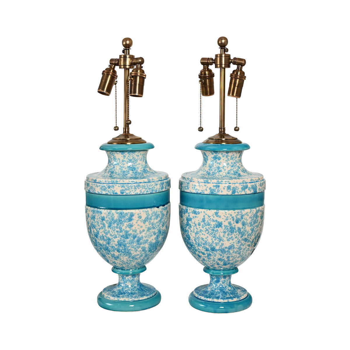 Jean Roger Medium Mazarin Lamp in Heaven Glaze with Chinese Blue Bands
