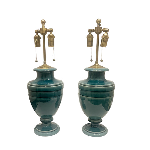 Jean Roger Medium Mazarin Lamp in Peacock Blue