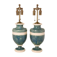 Jean Roger Medium Mazarin Lamp in Nereids Glaze with Ivory Bands