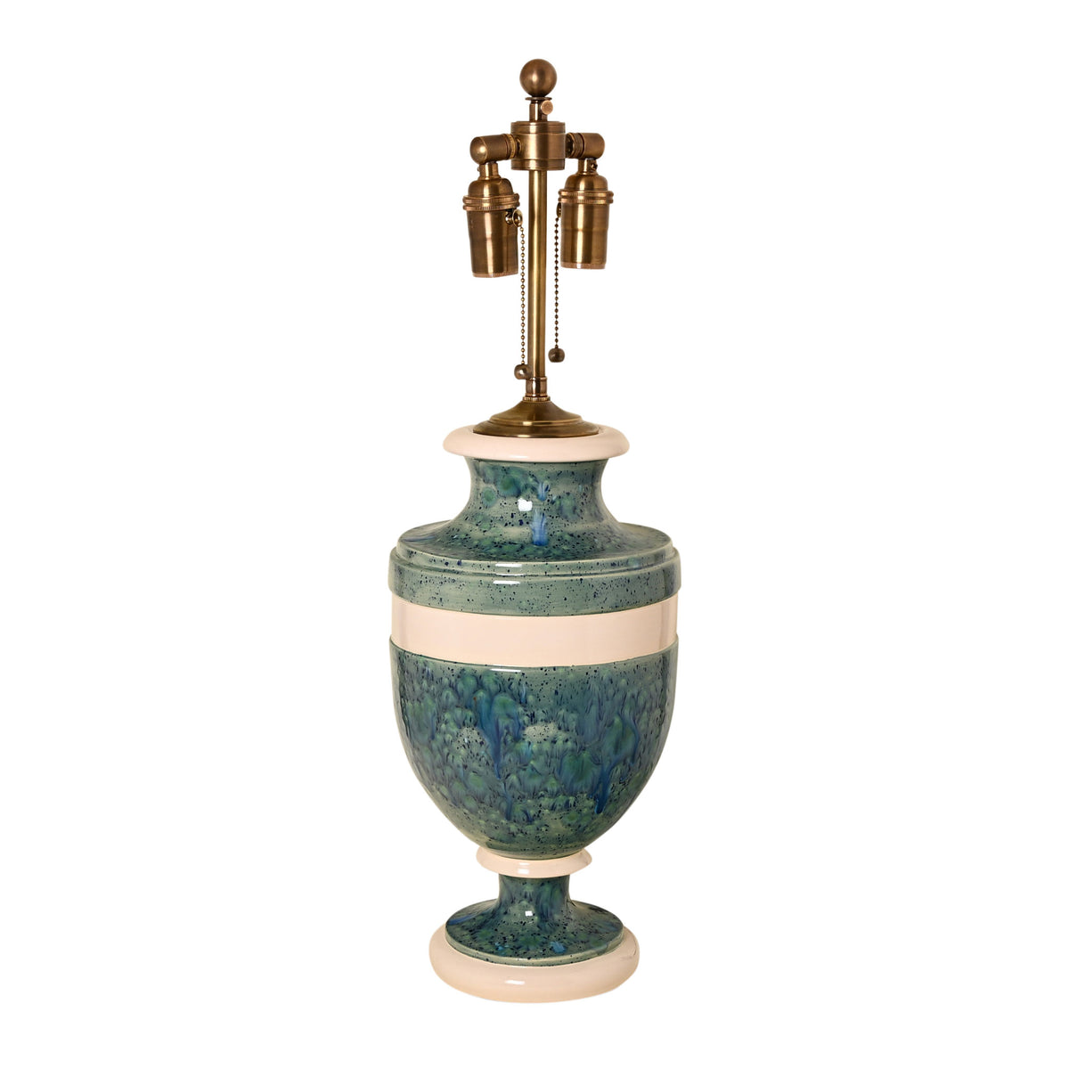Jean Roger Medium Mazarin Lamp in Nereids Glaze with Ivory Bands