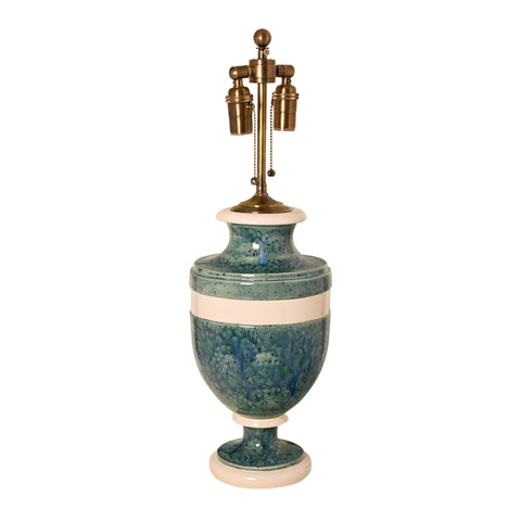 Jean Roger Medium Mazarin Lamp in Nereids Glaze with Ivory Bands