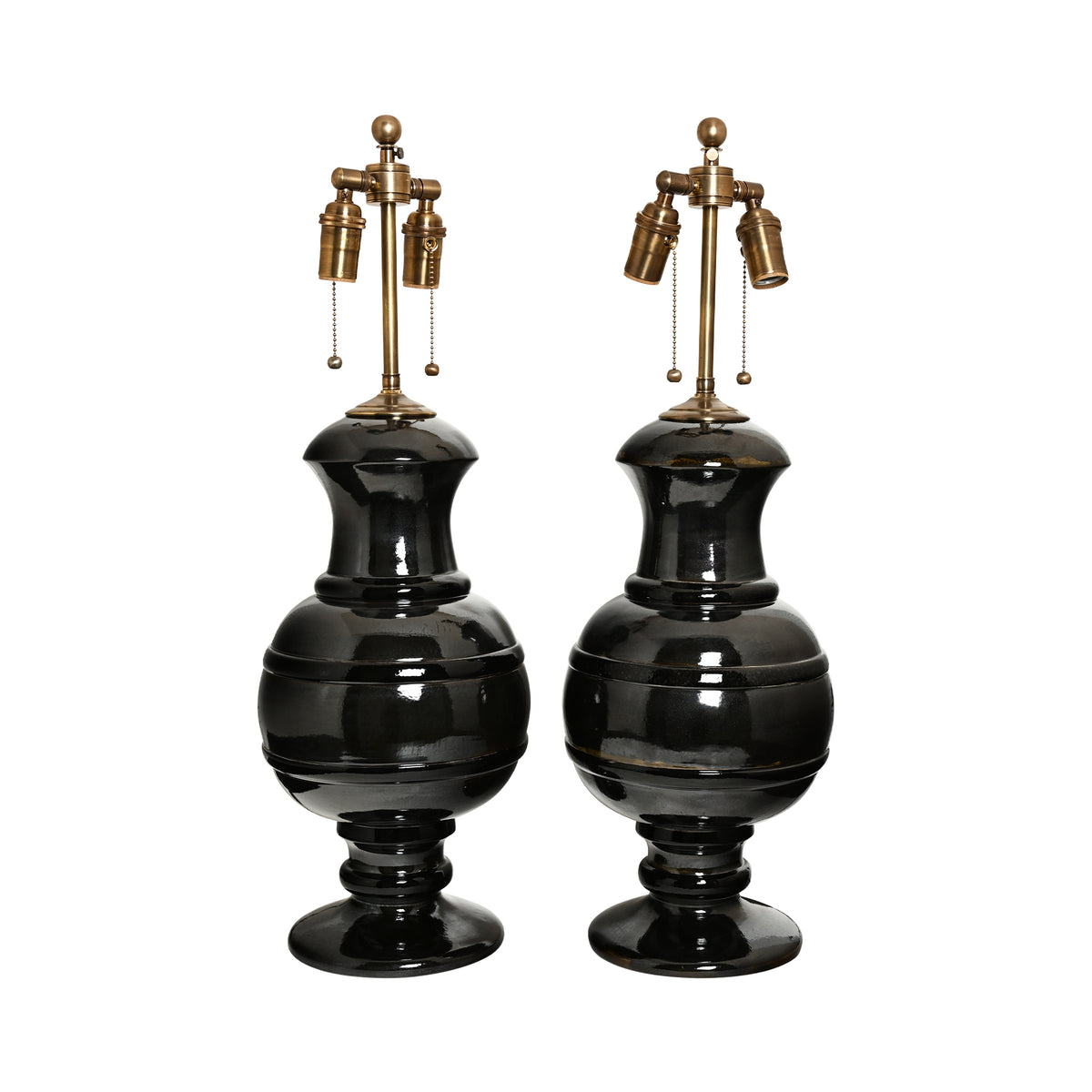 Jean Roger Renaissance Lamp in Cricket Glaze with Black Bands