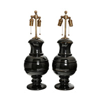 Jean Roger Renaissance Lamp in Cricket Glaze with Black Bands