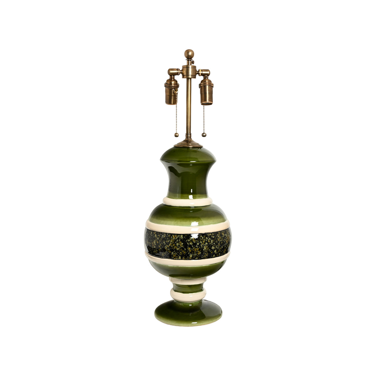 Jean Roger Renaissance Lamp in Khaki and Salamander Glazes with Ivory Bands