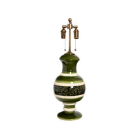 Jean Roger Renaissance Lamp in Khaki and Salamander Glazes with Ivory Bands