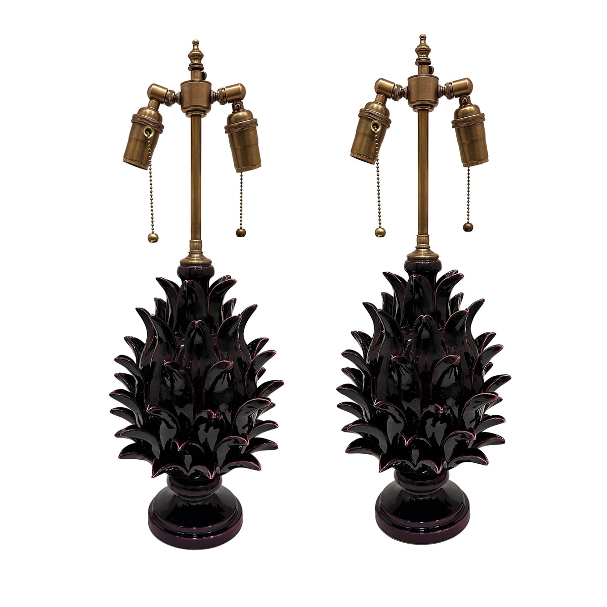 Jean Roger Medium Flame Finial Lamp in Aubergine