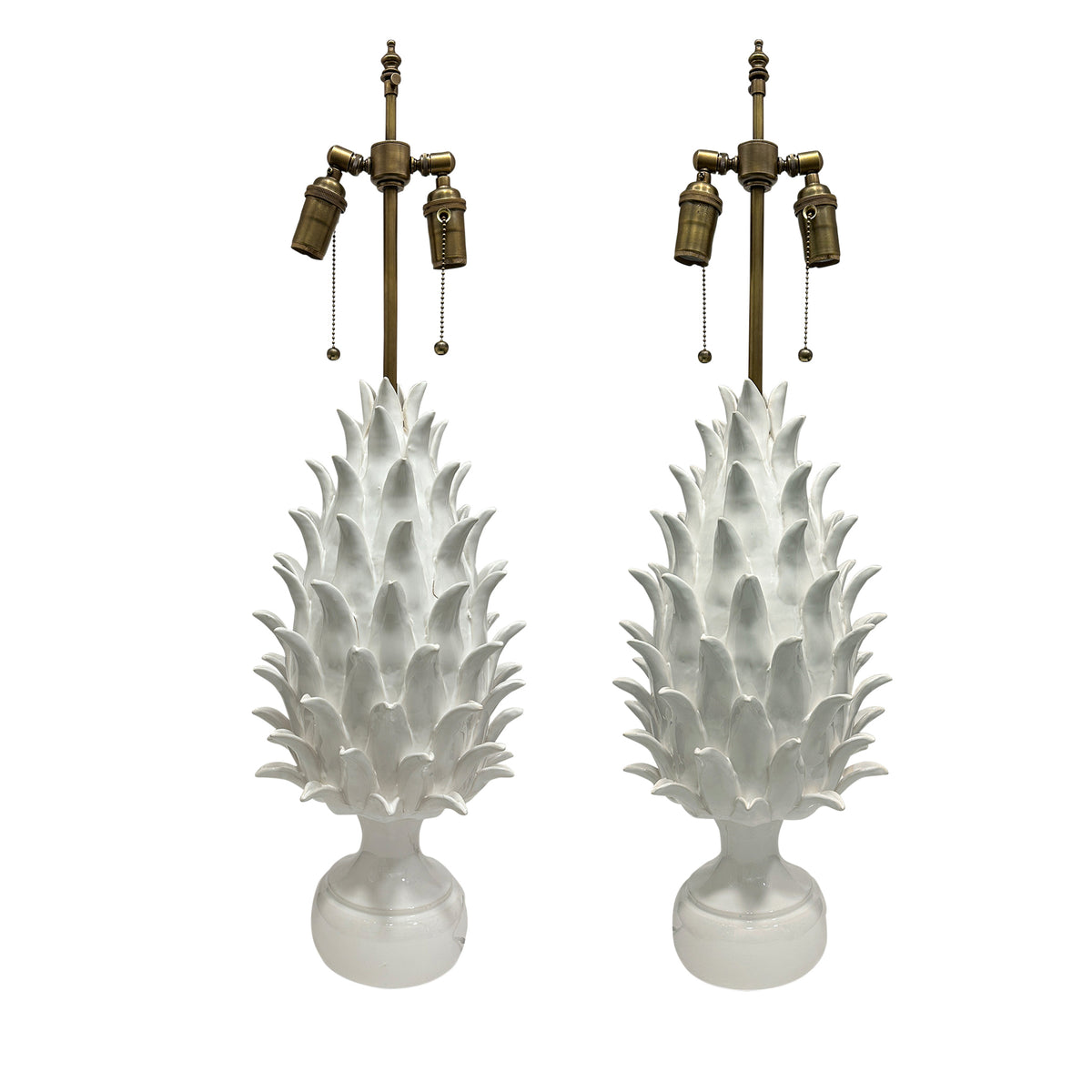 Jean Roger Large Flame Finial Lamp in Glossy White