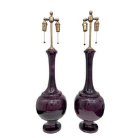 Pair of Jean Roger 1950 Lamps in Aubergine