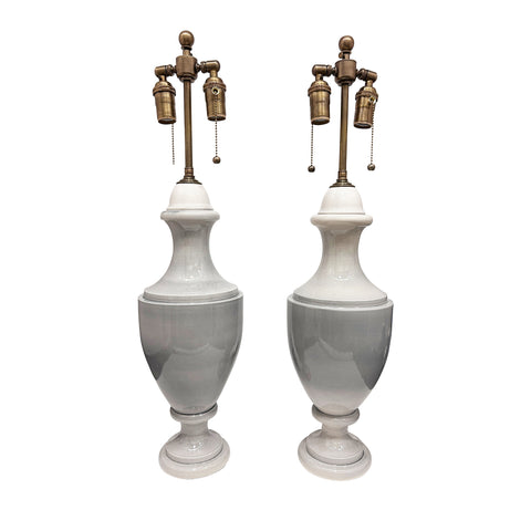 Pair of Jean Roger San Francisco Lamps in Pale Grey