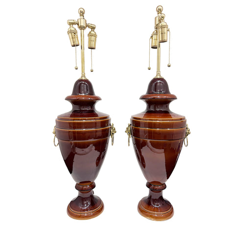 Pair of Jean Roger Trianon Lamps in Maron