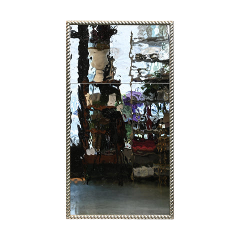 KRB Antique Silver Leaf Large Rope Trumeau Mirror