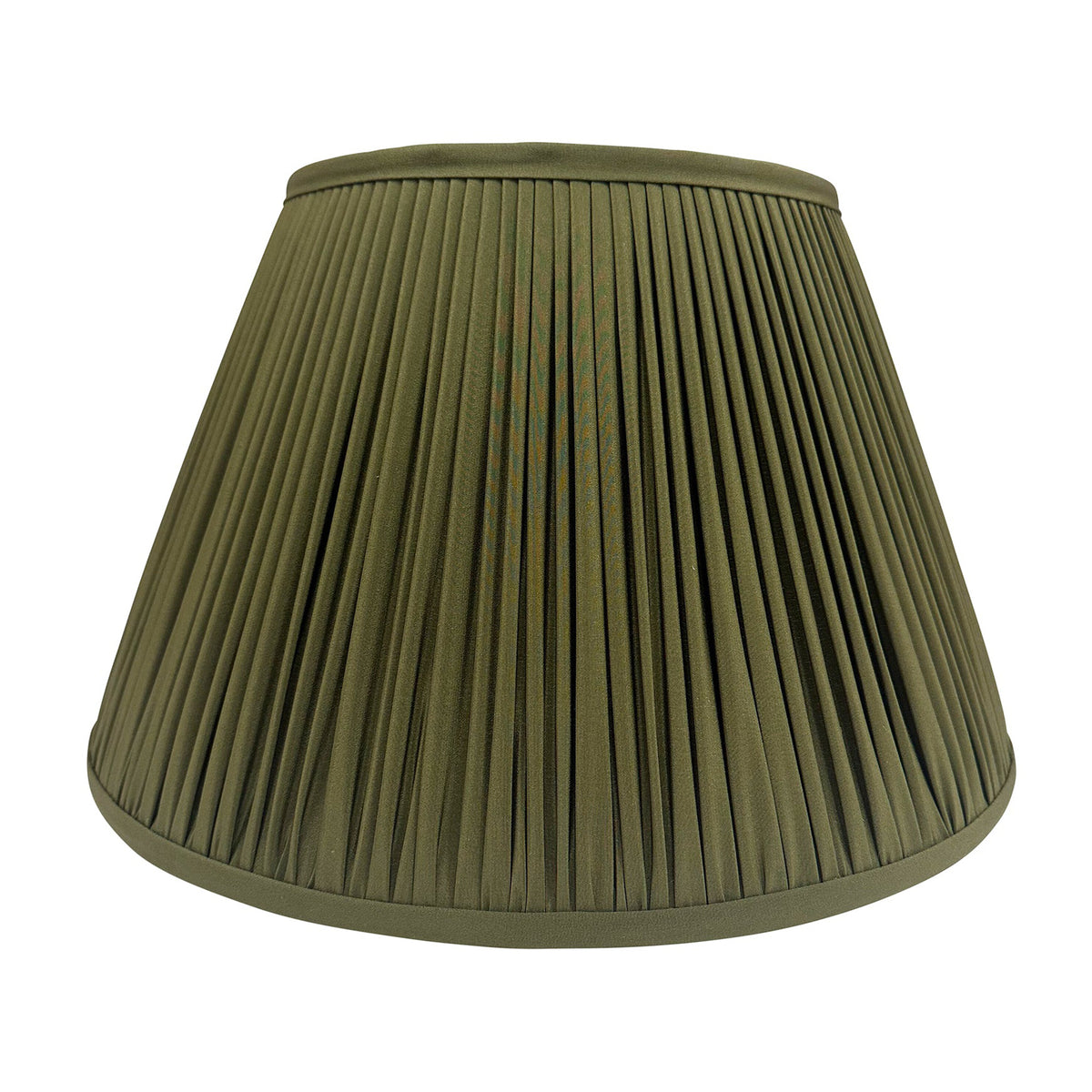 Sludge Green Silk Hand-Shirred Lampshade