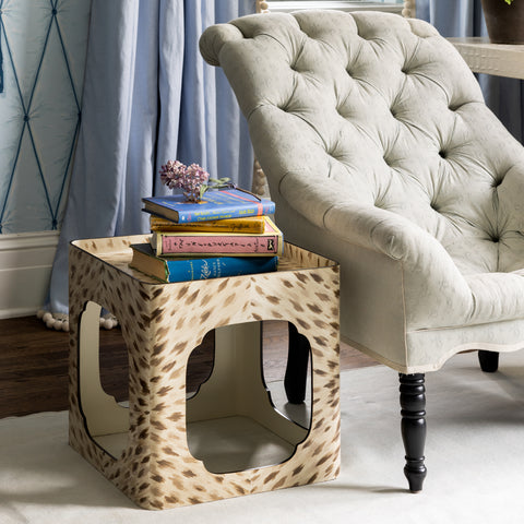 KRB Hand-Painted Cloud Stacking Table in Albino Faux Tortoise