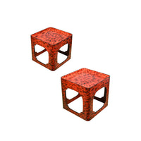 KRB Hand-Painted Cloud Stacking Table in Flame Faux Tortoise