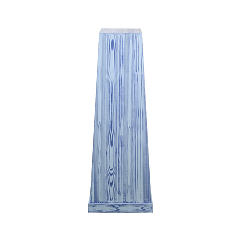Hand-Painted Square Pedestal in Blue Faux Bois