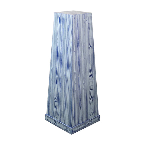 Hand-Painted Square Pedestal in Blue Faux Bois