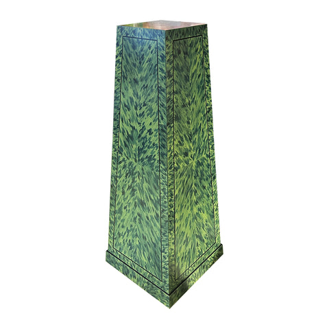 Hand-Painted Faux Tortoise Square Pedestal in Alligator Green