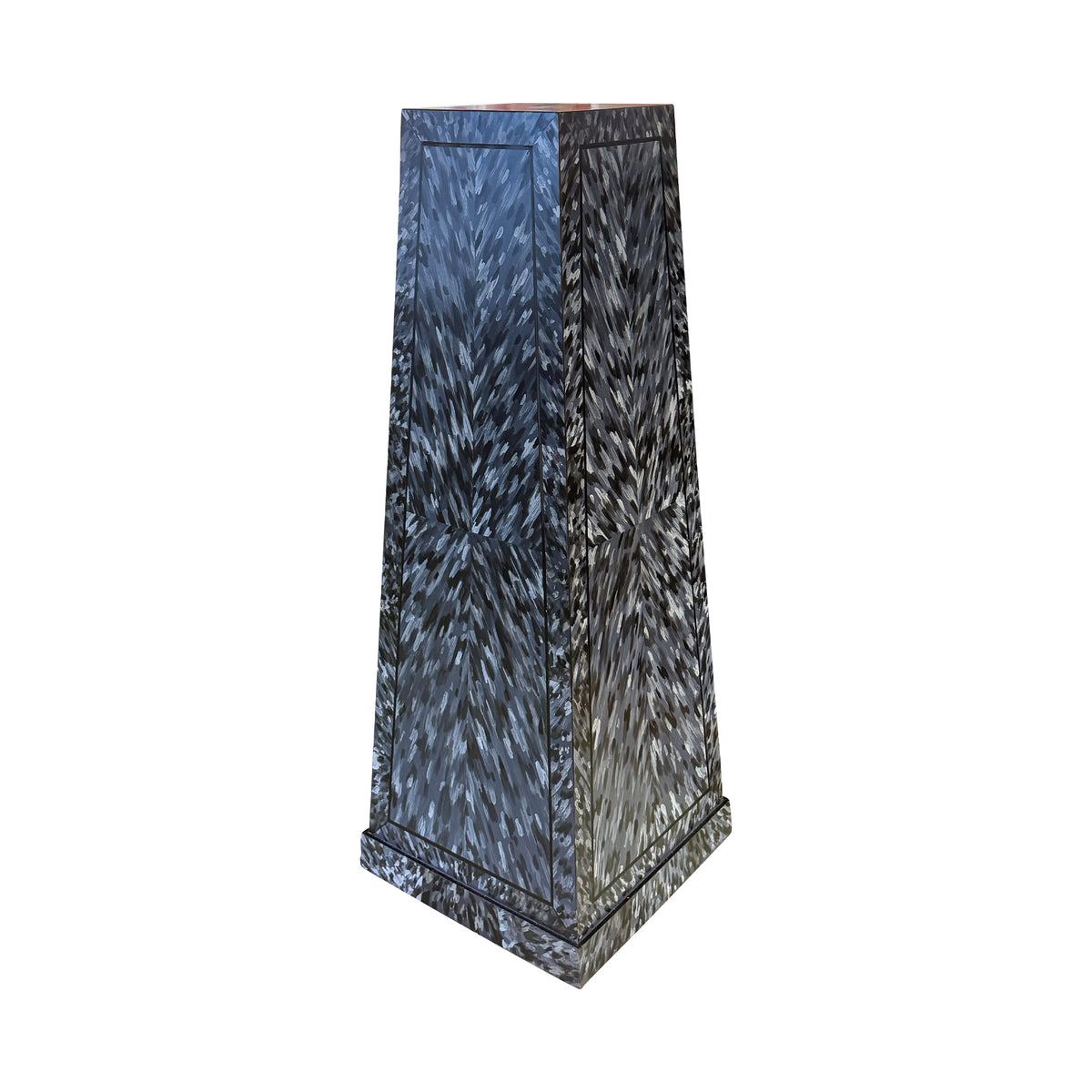 KRB Hand-Painted Square Pedestal in Lapis Faux Tortoise