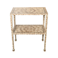 KRB Hand-Painted Two-Tier Side Table in Albino Faux Tortoise