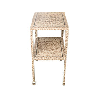 KRB Hand-Painted Two-Tier Side Table in Albino Faux Tortoise
