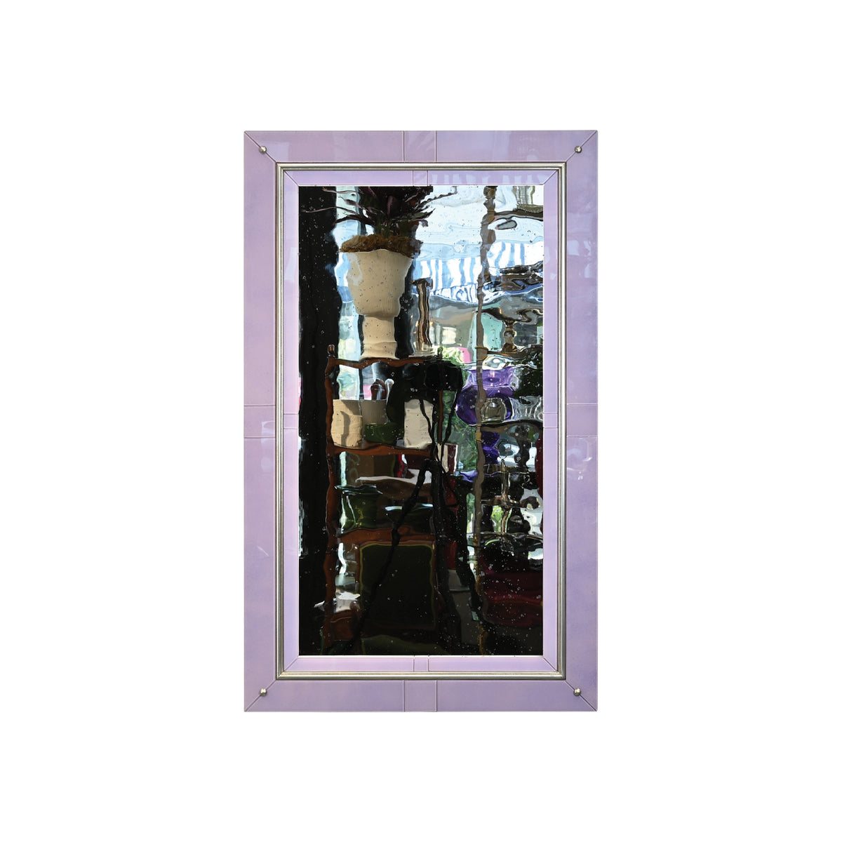 KRB Lilac Two-Tone Reverse Painted Glass and Silver Gilt Mirror