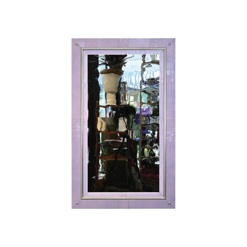 KRB Lilac Two-Tone Reverse Painted Glass and Silver Gilt Mirror
